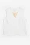 Shop_PERONA_Ivory Cotton Plain V Neck Maia Vest 