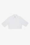 PERONA_White Cotton Plain Collared Neck Penny Cropped Shirt _Online