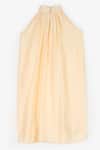 PERONA_Yellow Cotton Plain Halter Neck Scarlett Draped Fluid Dress_at_Aza_Fashions
