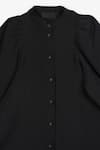 PERONA_Black Cotton Plain Collared Neck Veronica Puff Sleeve Shirt _Online