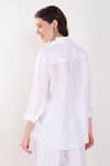 Shop_Linen Bloom_White 100% Linen Embroidery Thread Collar Puppy Placement Shirt _at_Aza_Fashions