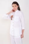 Buy_Linen Bloom_White 100% Linen Embroidery Thread Collar Puppy Placement Shirt _Online_at_Aza_Fashions