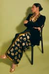 Shop_Masaba_Black Blazer Heavy Crepe Embellished Mascot Shawl The Trophy And Veshti Set 