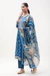 Buy_Samyukta Singhania_Blue Kurta Muslin Jacquard Floral Round Neck Flower Paisley Pattern Pant Set _Online_at_Aza_Fashions