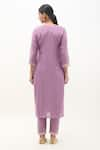 Shop_Samyukta Singhania_Purple Kurta Muslin Jacquard Floral Round Neck Floret Butti Pattern Pant Set _at_Aza_Fashions