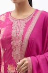 Shop_Samyukta Singhania_Pink Kurta Dola Silk Print Floral Round Neck Bloom Sharara Set _Online_at_Aza_Fashions