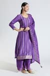 Buy_Samyukta Singhania_Purple Kurta Dola Silk Woven Floral Round Jacquard Panel Pattern Palazzo Set _Online_at_Aza_Fashions