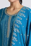 Buy_Samyukta Singhania_Blue Kurta Dola Silk Woven Floral Jacquard Panel Pattern Straight Palazzo Set _Online_at_Aza_Fashions