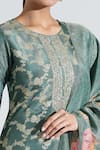 Shop_Samyukta Singhania_Green Kurta Tissue Woven Floral Jaal Round Flower Pattern Straight Pant Set _Online_at_Aza_Fashions