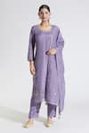 Buy_Samyukta Singhania_Purple Kurta Dola Silk Woven Butti Round Miniature Floret Pattern Pant Set _at_Aza_Fashions