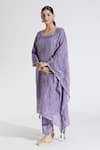 Buy_Samyukta Singhania_Purple Kurta Dola Silk Woven Butti Round Miniature Floret Pattern Pant Set _Online_at_Aza_Fashions