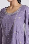 Samyukta Singhania_Purple Kurta Dola Silk Woven Butti Round Miniature Floret Pattern Pant Set _at_Aza_Fashions