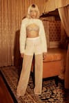 Buy_Tisharth by Shivani_White Polyester Embroidery Stone Crew Fur Overlayer With Sequin Pant Set _at_Aza_Fashions