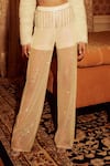 Buy_Tisharth by Shivani_White Polyester Embroidery Stone Crew Fur Overlayer With Sequin Pant Set _Online_at_Aza_Fashions