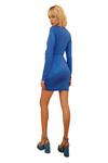 Shop_Tisharth by Shivani_Blue Polyester Solid V-neck Venice Wrap Mini Dress _Online_at_Aza_Fashions