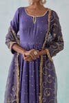 Shop_Ikshita Choudhary_Purple Satin Hand Embroidery Sequin Round Key-hole Anarkali Set