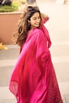 Shop_PUNIT BALANA_Pink Satin Silk Embroidered Pakeezah Bandhani Printed Angrakha Churidar Set_at_Aza_Fashions