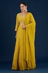 Buy_BAIDEHI_Yellow Blouse And Lehenga Bamber Silk Embroidery Zardosi Leaf Set _at_Aza_Fashions