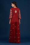 Shop_BAIDEHI_Maroon Kurta And Sharara Georgette Embroidery Zardosi Round Short & Set_at_Aza_Fashions