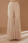 Baidehi_Beige Bamboo, Georgette, Organza Floral Straight Kurta With Sharara Set _Online_at_Aza_Fashions