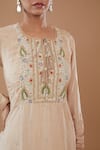 Buy_Baidehi_Beige Bamboo, Georgette, Organza Floral Straight Kurta With Sharara Set _Online_at_Aza_Fashions