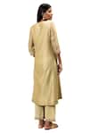 Suvastram_Green Kurta Chanderi Silk Embroidery Floral Notched With Palazzo _Online