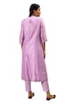 Suvastram_Purple Kurta Chanderi Silk Embroidery Floral Mandarin Front Open With Pant _Online_at_Aza_Fashions