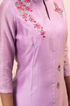 Buy_Suvastram_Purple Kurta Chanderi Silk Embroidery Floral Mandarin Front Open With Pant 