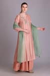 Buy_Suvastram_Pink Kurta Chanderi Silk Print Geometric Notched Straight And Palazzo Set _at_Aza_Fashions