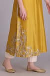 Suvastram_Yellow Kurta Chanderi Silk Print Geometric Embroidered Straight And Pant Set _at_Aza_Fashions