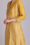 Suvastram_Yellow Kurta And Dupatta Chanderi Silk Embroidered Sequins A-line Pant Set _at_Aza_Fashions