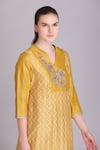 Shop_Suvastram_Yellow Kurta And Dupatta Chanderi Silk Embroidered Sequins A-line Pant Set 