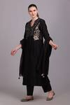 Buy_Suvastram_Black Kurta And Dupatta Chanderi Silk Embroidered Sequins Notched Pant Set _at_Aza_Fashions