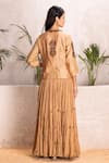 Shop_Suvastram_Gold Kurta Chanderi Silk Embroidered Sequins Round Lehenga Set_at_Aza_Fashions