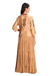 Suvastram_Gold Kurta Chanderi Silk Embroidered Sequins Round Lehenga Set_Online_at_Aza_Fashions
