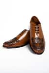 Buy_ANIKET GUPTA_Brown Tiger Motif Shera Pattern Leather Shoes _at_Aza_Fashions