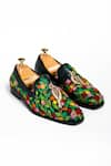 Shop_ANIKET GUPTA_Green Floral Sonchiriya Embroidered Shoes _at_Aza_Fashions