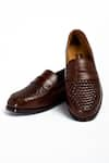 Buy_ANIKET GUPTA_Brown Basket Weave Chatai Pattern Shoes _at_Aza_Fashions