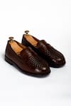 Shop_ANIKET GUPTA_Brown Basket Weave Chatai Pattern Shoes _at_Aza_Fashions