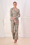 Buy_Taroob_Multi Color Silk Blend Embroidered Paisley Jacket Lapel Collar Pant Set _Online_at_Aza_Fashions