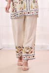 Buy_Taroob_Cream Silk Linen Blend Embroidered Safari Notched Work Neck Kurta And Pant Set 