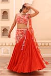 Shop_Manisha Soni Couture_Orange Lehenga And Blouse Georgette Crepe Printed Floral Hand Embroidered Set _Online_at_Aza_Fashions