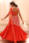 Shop_Manisha Soni Couture_Orange Lehenga And Blouse Georgette Crepe Printed Floral Hand Embroidered Set 