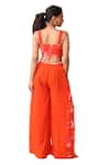 Manisha Soni Couture_Orange Blouse Chiffon Printed Floral V-neck Hand Embroidered With Pant _at_Aza_Fashions