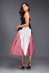 Shop_Deepika Arora_Pink 100% Cotton Geometric Sweetheart Color Block Tiered Midi Dress _Online_at_Aza_Fashions