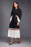 Buy_Deepika Arora_Black 100% Cotton Wave Round Color Block Side Cutout Dress _Online_at_Aza_Fashions