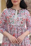 Buy_NUHH_Multi Color 50 % Viscose Printed Floral Keyhole Khiltay Hai Gul Yahan Dress_Online_at_Aza_Fashions