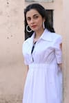 Shop_NUHH_White Cotton Poplin Plain Collar Shirt Dress_Online_at_Aza_Fashions