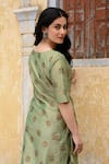 Shop_NUHH_Green Ps Art Silk Block Printed Floral Boat Neck Kurta Set_at_Aza_Fashions