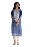 Buy_NUHH_Blue 50% Viscose Printed Moroccan Round Neck Kurta Set